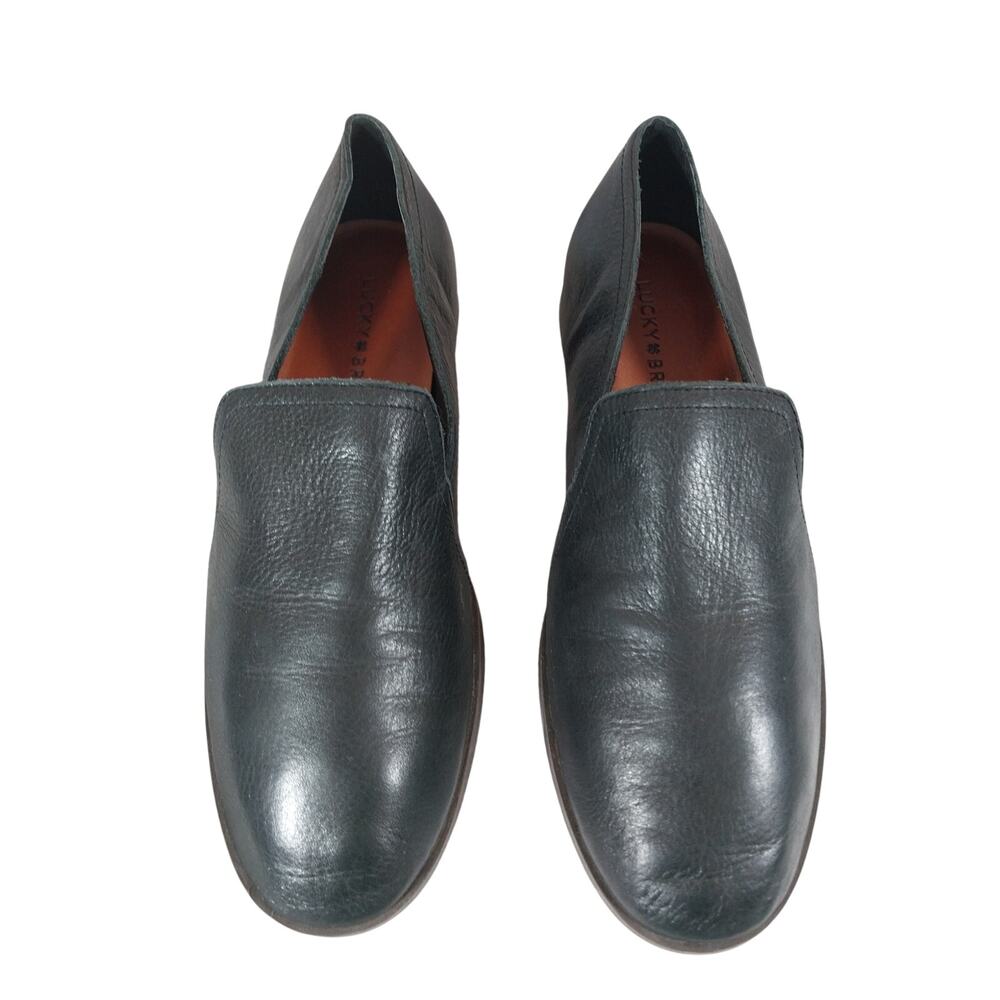 LUCKY BRAND! BLACK GENUINE LEATHER 'NO HEEL" SLEEK & CHIC LOSFER FLATS! SZ 8.5M - Picture 4 of 10